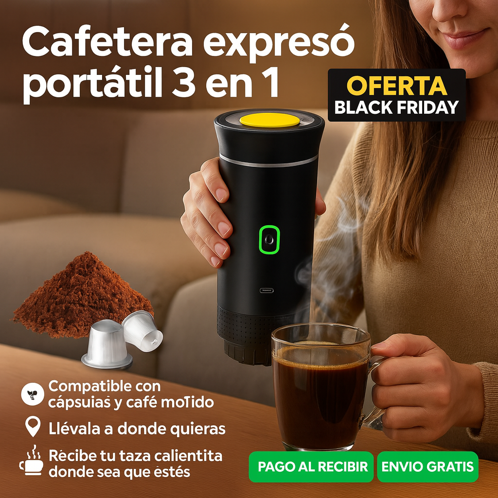 Cafetera Expresó Portátil Capsulas 3 en 1 Compatible con Nespresso Dolce Gusto y Café Molido