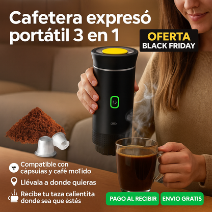 Cafetera Expresó Portátil Capsulas 3 en 1 Compatible con Nespresso Dolce Gusto y Café Molido