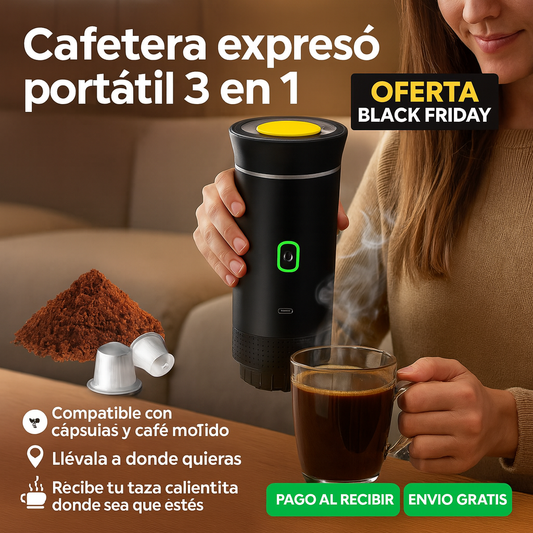 Cafetera Expresó Portátil Capsulas 3 en 1 Compatible con Nespresso Dolce Gusto y Café Molido